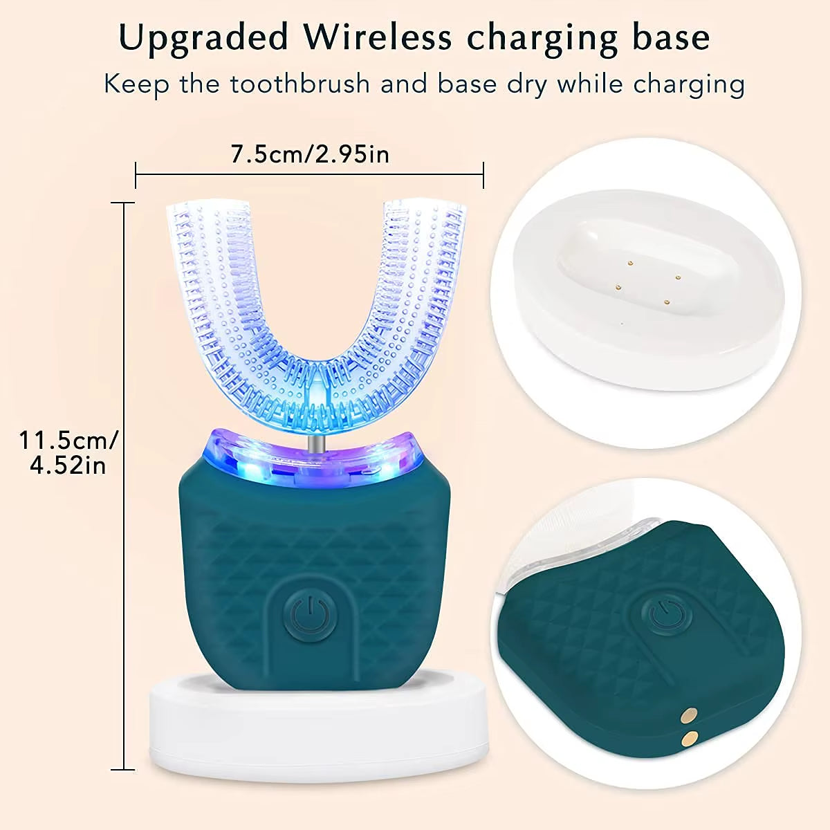 U-Shaped Automatic Ultrasonic Toothbrush with 360° Full Mouth Whitening, Wireless Charging, and Waterproof Design - LUXURY