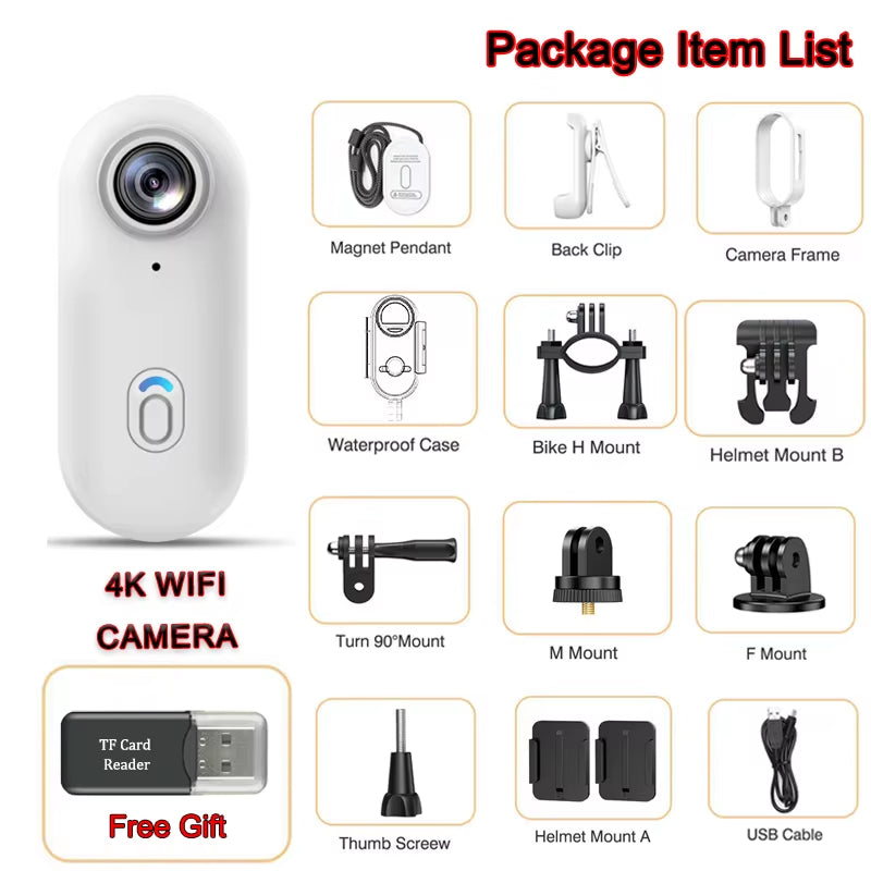 4K Mini Wearable Camera with Magnetic Attachment and Waterproof Shell for Cycling and Motorcycle Vlogging - LUXURY