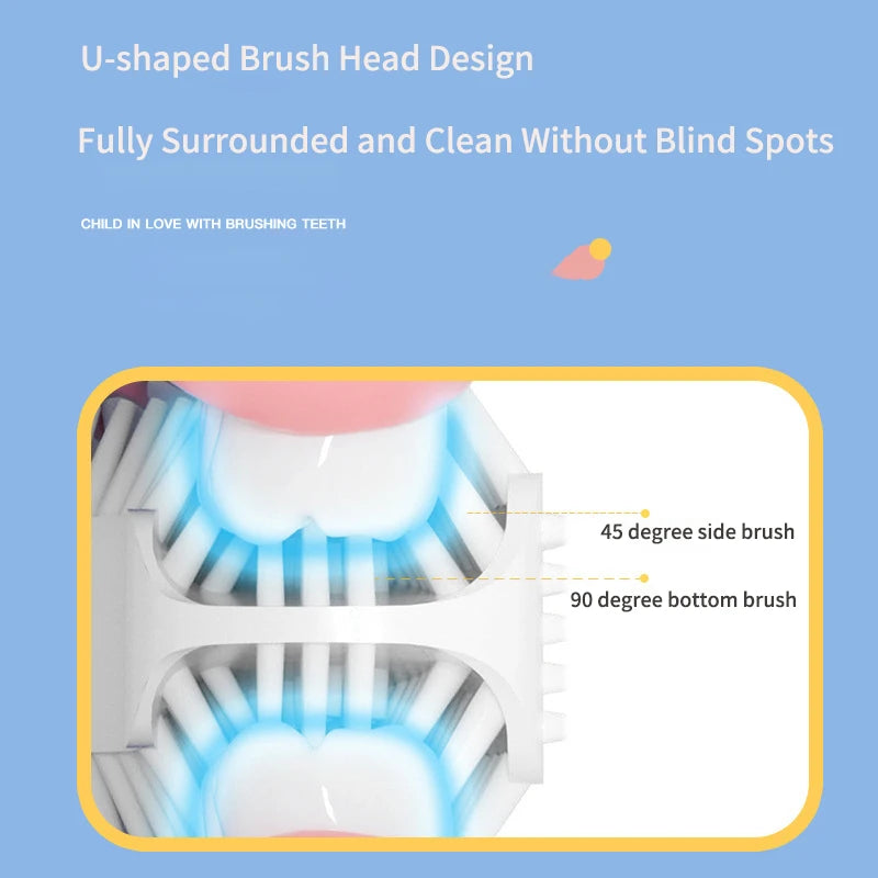 Revolutionary 360° Sonic Electric Toothbrush for Kids - U-Shaped Automatic Silicone Design with Smart Timer, Rechargeable Battery, and Blue Light Disinfection - LUXURY