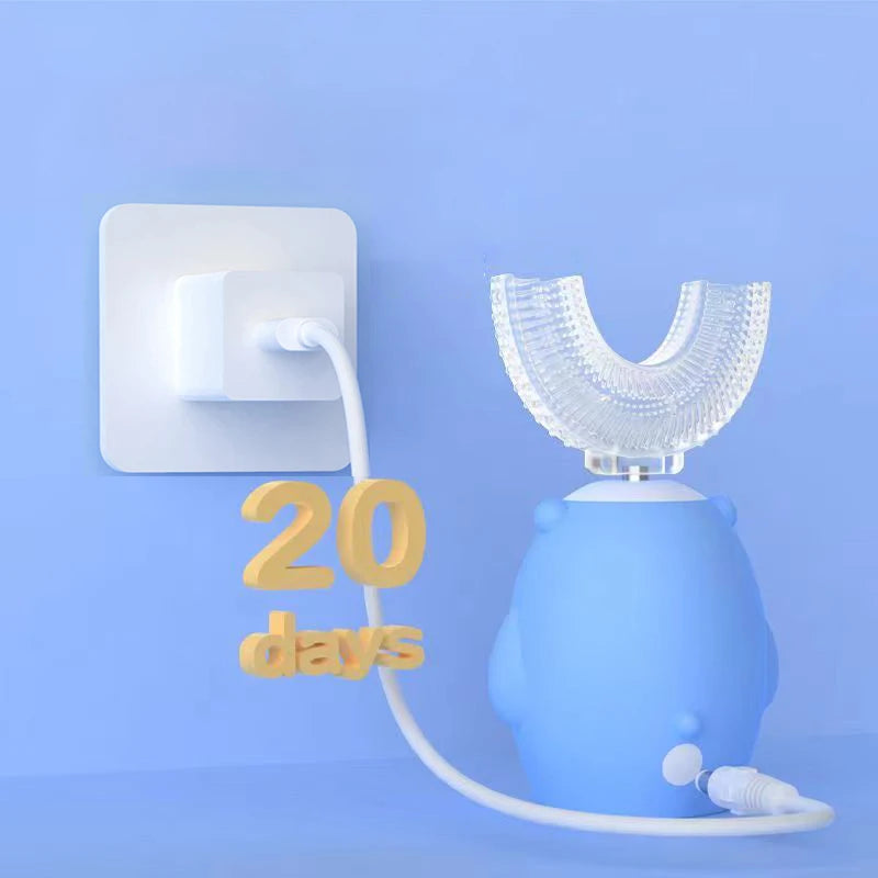 Revolutionary 360° Sonic Electric Toothbrush for Kids - U-Shaped Automatic Silicone Design with Smart Timer, Rechargeable Battery, and Blue Light Disinfection - LUXURY