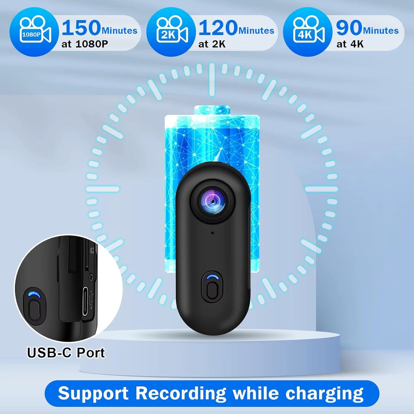 4K Mini Wearable Camera with Magnetic Attachment and Waterproof Shell for Cycling and Motorcycle Vlogging - LUXURY