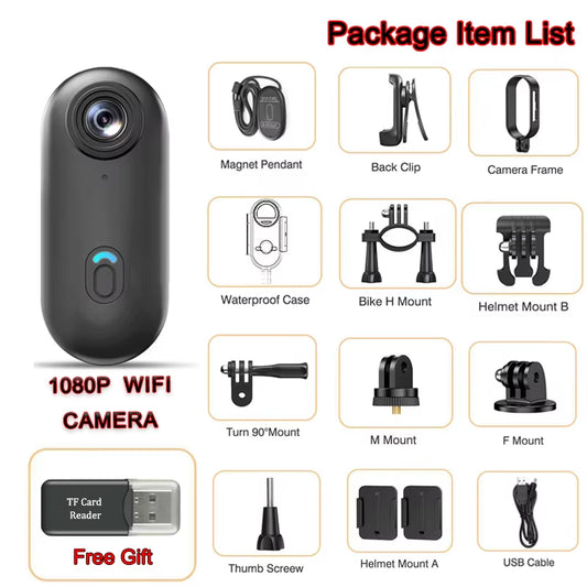 4K Mini Wearable Camera with Magnetic Attachment and Waterproof Shell for Cycling and Motorcycle Vlogging