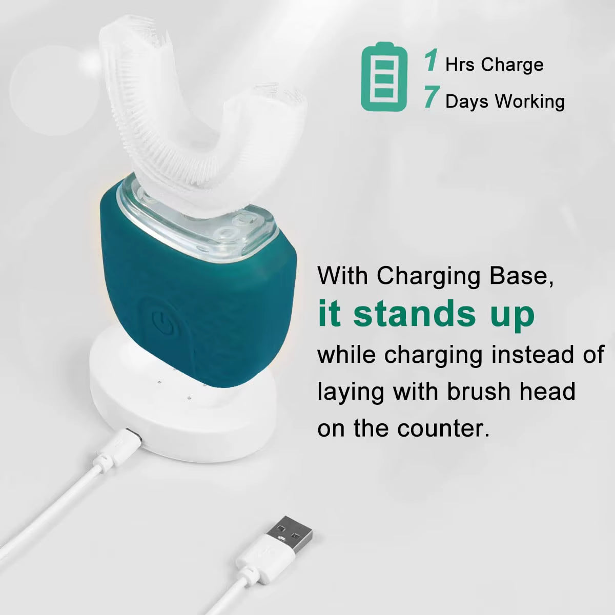 U-Shaped Automatic Ultrasonic Toothbrush with 360° Full Mouth Whitening, Wireless Charging, and Waterproof Design - LUXURY
